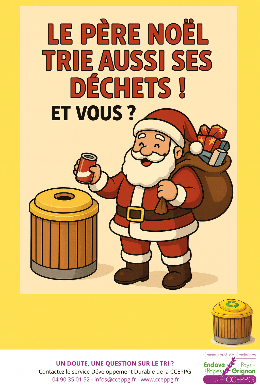 Affiche le père noel trie ses déchets et vous