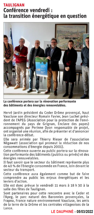 20220305 TAULIGNAN CONFERENCE TRANSITION ENERGETIQUE